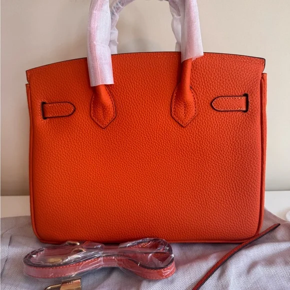 NEW Kamugo Genuine Leather Bag 25 Orange - Picture 6 of 8
